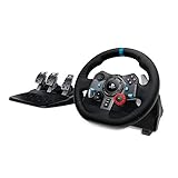 Logitech G29 Driving Force Gaming Rennlenkrad, Zweimotorig Force Feedback, 900° Lenkbereich, Leder-Lenkrad, Verstellbare Edelstahl Bodenpedale, PS4/PS3/PC/Mac - UK-Stecker, schw