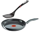 Tefal C53402 Induktion Pfanne 20 cm Keramikversiegelt für krosses braten + Tefal Pfannenwender (ohne Antihaft, Induktionsherd geeignet, hitzebeständiger Thermo Griff)