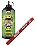 Pattex Crocodile Power Holzleim, wasserfest, kraftvolle Verbindungen für Holzoberflächen, ausdauernde Haftung, Spar-Set mit 225 ml Holzleim und einem hochwertigen Zimmermanns-Bleistift, 9HPCHL4P1X