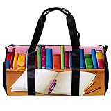 Runde Sporttasche mit abnehmbarem Schultergurt, für Bücher, Schreibtisch, Ablage, Illustrationen, Training, Handtasche, für Damen und H