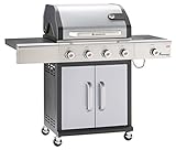 LANDMANN Gasgrill Triton PTS 4.1 | Premium Gasgrill mit doppelwandigem Deckel & Deckelthermometer | Grillrost aus emailliertem Gusseisen für perfektes Grillbranding | LANDMANN PTS-System [Edelstahl]