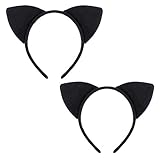 Katzenohren-Stirnbänder, 2 Stück, Haarreifen für Frauen und Mädchen, Katzenohren, Haarband, Kopfbedeckung, Kostümpartys, Dekoration (schwarz)