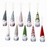 Weihnachtsbaum-Zwerge, zum Aufhängen, 10 Stück, Weihnachtsschmuck, 2021, handgefertigt, Plüsch, Zwerge, Weihnachtsmann, Elfe, hängende Heimdekoration, Weihnachtsdekoration (rot)