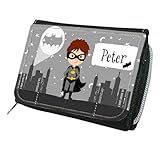 wolga-kreativ Kindergeldbörse Geldbörse Geldbeutel Portemonnaie mit Namen Held Stadt für Mädchen Junge-n personalisiert für Kinder klein Geschenk Geburtstag Einschulung Schultüte Füllung