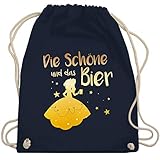 Shirtracer Frauen Geschenk Damen - Die Schöne und das Bier - Unisize - Navy Blau - turnbeutel alkohol - WM110 - Turnbeutel und Stoffbeutel aus Baumw