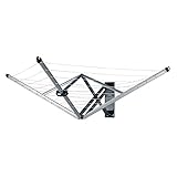 Brabantia - WallFix Wandwäschetrockner - Wäscheständer - UV-beständige Wäscheleine - 24 Meter Wäscheleine - Auch für große Stücke - Platzsparend - Metallic Grey - 184 x 182