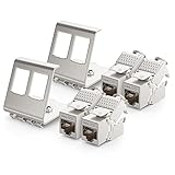 deleyCON 4X CAT6a Keystone Jack Modul mit 2X 2-Port Hutschienenadapter als Set Metall STP Schirmung RJ45 Buchse 10 Gbit/s Netzwerk Snap-In Montage für 35mm H