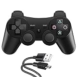 Zexrow Wireless Controller für PS3, Wireless Controller Double Shock Gaming Controller 6-Achsen Bluetooth Gamepad Joystick für PS3 Controller für Playstation mit kostenlosem Ladekab