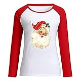Generic Damenmode O-Ausschnitt Pullover Schöne Druck Langarm T-Shirt Tops Odosalii Pullover Damen Winter Langarm V-Ausschnitt Knopfoberteile Shirt Oversize Sexy Lang Tunika Solide Bluse Top