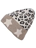 Zwillingsherz Slouch-Beanie-Mütze mit Kaschmir - Hochwertige Strickmütze Leo und Stern für Damen Mädchen Jungen - Hat - One Size - warm und weich für Frühling Herbst und W