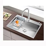 304 Edelstahl dicke manuelle Spüle Paket Single-Slot-Küchenspüle mit Bogenhahn (Size : 55 * 45cm(21.6 * 17.7in))