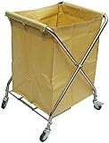 GHCXY Bewegliche Trolleys, Haushalts Servierwagen Heavy-Duty-Wäschekorb Sorter Wagen Mit Taschen, Faltbare Hotelreinigung Collector Servicewagen Auf Rädern/Gelb/65 * 55 * 90