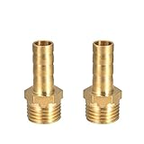 Messing Schlauchanschluss Stecker Adapter2 Stk. 8mm Widerhaken Schlauchanschluss Kupplungsverbinder mit 1/4 Zoll BSP Außengewinde Rohrnippelanschluss für Luft Wasser Heizöl G