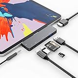 3XI USB C Hub für iPad Pro/iPad Air 4, 7 in 1 Typ C auf HDMI 4K Adapter, PD Ladeanschluss, USB 3.0 Anschlüsse, SD/TF Kartenleser ,Typ c Datenschnittstelle, 3,5 mm Audio, kompatibel mit MacBook Pro/