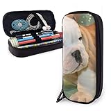 Bulldog English Bulldog Federmäppchen für Jungen und Mädchen, groß, Federmäppchen für Studenten, College, Schule und Bü