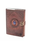 Echtes handgemachtes Vintage Leder Notizbuch mit Halbedelstein & Schnallenverschluss - Leder-Tagebuch für Männer und F
