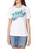 Love Moschino Womens Regular-fit Short-Sleeves Personalised with Print, Taken from The Collection Allover T-Shirt, C/Splash/WHT/BL, 48