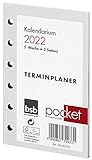 BSB Ersatzeinlage Kalendarium 2022 - ca. A7 - 1 Woche = 2 Seiten - 6-Fach Lochung - für Pocket Terminplaner Organizer, 02-0072