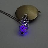 WQZYY&ASDCD Halskette Damen Damen Leuchtende Stein Anhänger Halskette Versilbert Mondform-Oval_Purple_