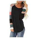 BaZhaHei Damen Mode Langarmshirt Übergröße O-Ausschnitt Bedruckte Tunika mit lockeren Knöpfen Bluse Tops Pullover Atmungsaktiv Outdoor Fitness Sport Sw