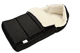 BABYLUX Fußsack LAMMWOLLE Winterfußsack Kinderwagen- Babyschale- Fußsack (Schwarz) 90