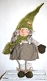 Jürgen Schleiß Konfektion Deko Figur Wichtel Gnom Zwerg grün Frau XXL, Textil 85cm, Weihnachtsdeko Herbst Weihnachtswichtel Dekofigur Winter W