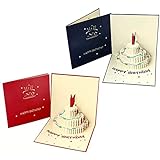 Geburtstagskarten 3D Popup Geburtstagskarten mit Umschlägen Geburtstagskarten Männer und Frauen Geburtstagskuchen Karte schönen Papier Cut Grußkarte für Hochzeit Jubiläum Geburtstag Muttertag 2 Stück