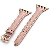 XIALEY Dünne Riemen Kompatibel Mit Apple Watch Series 7/6/5/4/3/2/1, Schlankes Leder-Ersatzband Sport-Armband Uhrenarmband Kompatibel Mit Iwatch,Rosa,38mm/40mm/41