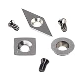 Growment 3 Teiliges Hart Metall Schneid Platten Set für Holz Dreh Werkzeuge (Einschlie？Lich 11Mm Quadrat mit Radius,12 Mm Rund, 28X10 Mm Diamant mit Scharfer Spitze),Geliefert mit Schraub