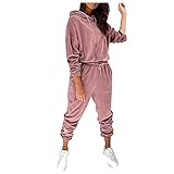 Eauptffy Trainingsanzug für Damen, 2-teilig, Sportswear, Kapuzen-Sweatshirt mit Lange Ärmel und Jogginghose Mode Freizeit Sport Lounge Wear Sportanzug Jogginganzug für Sport Fitness Running Yoga Gy