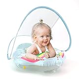 LIGHTALING Baby Schwimmring mit abnehmbarem Sonnendach, Einhorn Baby Schwimmtrainer Baby Schwimmhilfe mit Sonnenschutz, Schwimmreifen für Babys, Kleinkinder ab 1 2 3 Jahr, S