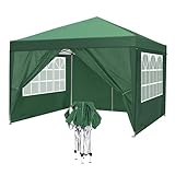 3x3M Pavillon wasserdicht Pop-Up Gartenpavillon Festival Sonnenschutz Outdoor Baldachin, mit 4 S