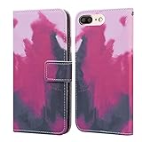 KELISI iPhone 7 Plus/8 Plus Hülle,Leder Klappbar Handyhülle Aquarell Muster TPU Leder Flip Case mit [Kartenfächer][Magnetisch][Stand Funktion] Kompatibel mit iPhone 7 Plus/8 Plus(5.5'),B