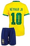 IHIMI Nationalmannschaft Brasilien Neymar Jr #10 Kinder Trikot, Komm mit Shorts Fußballfans (4-5 Jahre,128)