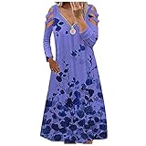 BAIGEE Blusenkleid Damen Langarm V-Ausschnitt Kalte Schulter Reißverschluss Elegantes Boho Kleid Sommerkleid Cocktailkleid Herbst Tunikakleid Winterkleid V-Ausschnitt Hemdkleid Kleider Abendk