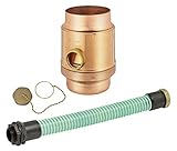 Regenwassersammler-Set Kupfer 3tlg, Ø 100 mm, Überlaufschutz, mit 1 1/4“ Schlauch und Fassanschluß