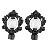 MERCB Gardinenstangen-Endköpfe für Gardinenstangen, für Innendurchmesser 28 mm, Schwarz, 2 Stück