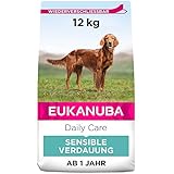 Eukanuba Daily Care Sensitive Digestion Hundefutter - Trockenfutter für Hunde mit sensibler Verdauung, Magenfreundlich mit leicht verdaulichem Reis, 12 kg