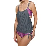 unilarinna Damen Bikini Schwimmanzug Set Push Up Badeanzug Sexy Frauen Striped Splicing Strap Bademode Badeschlinge Streifen Schlinge Badeanzugkleid Top mit S