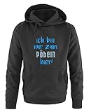 Comedy Shirts - Ich bin nur zum pöbeln Hier! - Herren Hoodie - Schwarz / Blau-Eisblau Gr. XL