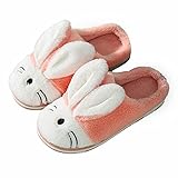 Kuailema Kaninchenohren Plüsch Hausschuhe Jungen Mädchen Cartoon Pelzigen Schuhe Indoor Home Warme Baumwoll Hausschuhe Mode Weich Plüsch Bequem Warm Slip-On Hausschuhe Niedlich Schlapp