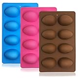 Senhai 3stk Eiform Silikonformen, 8-Fach Backform für Schokolade, Gebäck, Kuchen, Muffin, Brot, Eiswürfel, Seife - Rosa, Blau, B