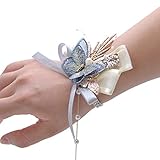 XPT Armband mit Blume für Frauen, exquisites Design, Schmetterlings-Design, Ornament-Stoff, Hochzeit, Handgelenk-Armband für Brautjungfer, Geschenk, B