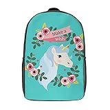 Niedliche, wasserdichte, leichte Kinder-/Studentententasche, Rucksack-Druck, Dekoration, Design mit Pferd, Tiermotiv, Schwarz, 43