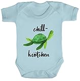 ShirtStreet Turtle Schildkröte Strampler Bio Baumwoll Baby Body kurzarm Jungen Mädchen Chillkrötchen 2, Größe: 6-12 Monate,Dusty B