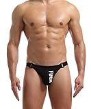 FULLSCHARM Herren Sexy Jockstrap Unterwäsche mit Schnalle, leichte Baumwolle, bequemer Jockstrap Idealer athletischer Supporter - Schwarz - X-Larg