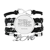 DIYthinker Helen Keller Armband mit Zitat über Freundschaft, gedrehtes Lederarmband, Strickseil, Geschenk