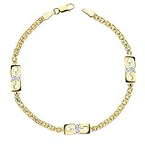 18K Gold Bracelet 17cm Bicolor Zirkone. [Ab1775]