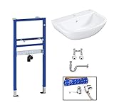 Geberit Vorwandelement mit Keramik-Armaturen-Set, Grohe Waschtisch 60er (609 × 442 mm)