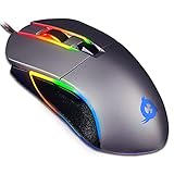 KLIM Aim Gaming Maus RGB Gamer Maus 7000 DPI - Ergonomische RGB Chroma Computermaus mit Kabel für Rechts- und Linkshänder - PS4-Gaming Mouse, Laptop und Desktop-PC + optische Präzisionsmaus - G